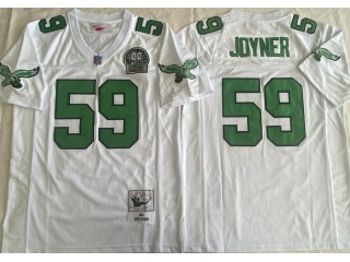 Philadelphia Eagles #59 Seth Joyner with Kelly Green Number Throwback Jersey White