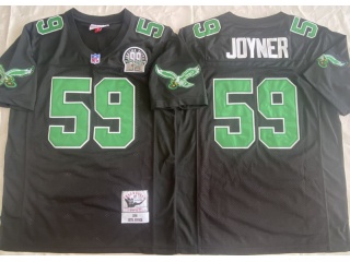 Philadelphia Eagles #59 Seth Joyner with Kelly Green Number Throwback Jersey Black