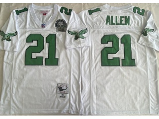 Philadelphia Eagles #21 Eric Allen with Kelly Green Number Throwback Jersey White