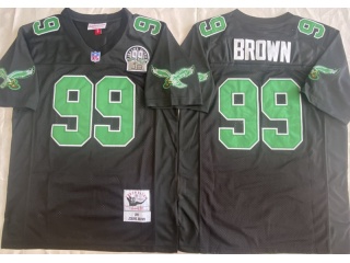 Philadelphia Eagles #99 Jerome Brown with Kelly Green Number Throwback Jersey Black
