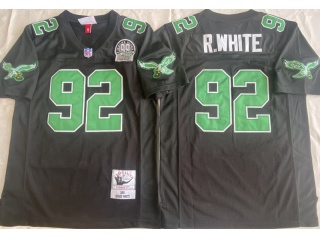 Philadelphia Eagles #92 Reggie White with Kelly Green Number Throwback Jersey Black