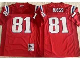 New England Patriots #81 Randy Moss Throwback Jersey Red