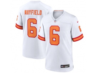 Tampa Bay Buccaneers #6 Baker Mayfield with Orange Number Vapor Limited Jersey White