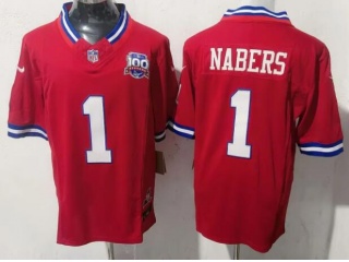 New York Giants #1 Malik Nabers Throwback Limited Jersey Red