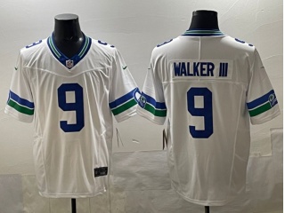 Seattle Seahawks #9 Kenneth Walker III Throwback Limited Jersey White