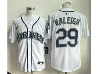 Seattle Mariners #29 Cal Raleigh Cool Base Jersey White