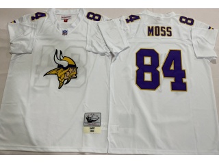 Minnesota Vikings #84 Randy Moss White Chainstitch Throwback Jersey