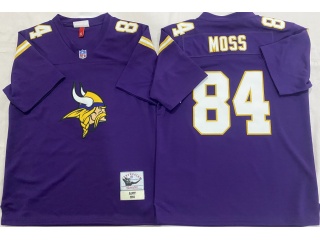 Minnesota Vikings #84 Randy Moss Purple Chainstitch Throwback Jersey