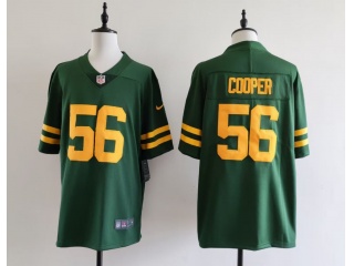 Green Bay Packers #56 Edgerrin Cooper with Yellow Number Throwback Limited Jersey Green