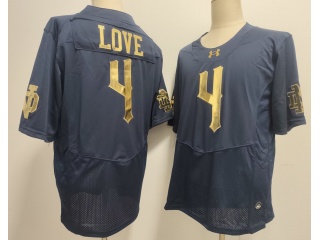 Notre Dame Fighting Irish #4 Jeremiyah Love with Golden Number F.U.S.E Limited Jersey Navy
