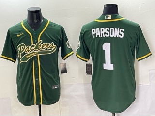 Green Bay Packers #1 Micah Parsons Baseball Jersey Green