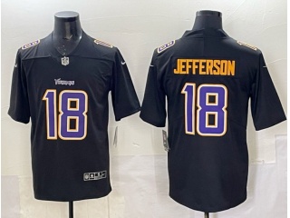Minnesota Vikings #18 Justin Jefferson with Purple Number Fashion Limited Jersey Black