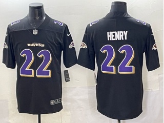 Baltimore Ravens #22 Derrick Henry with Purple Number Fashion Limited Jersey Black