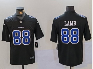 Dallas Cowboys #88 CeeDee Lamb with Blue Number Fashion Limited Jersey Black