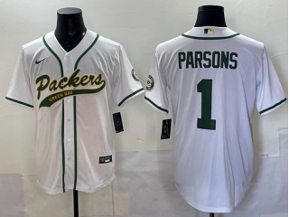 Green Bay Packers #1 Micah Parsons Baseball Jersey White