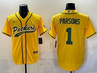 Green Bay Packers #1 Micah Parsons Inverted Baseball Jersey Yellow