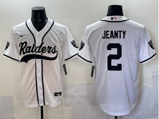 Las Vegas Raiders #2 Ashton Jeanty Baseball Jersey White