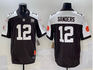 Cleveland Browns #12 Shedeur Sanders with White Shoulders F.U.S.E Limited Jersey Brown