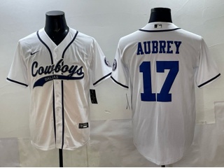 Dallas Cowboys #17 Brandon Aubrey Baseball Jersey White