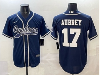 Dallas Cowboys #17 Brandon Aubrey Baseball Jersey Navy