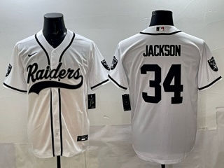 Las Vegas Raiders #34 Bo Jackson Baseball Jersey White