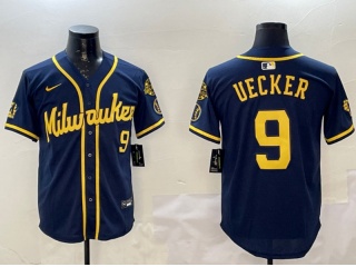 Milwaukee Brewers #9 Bob Uecker Players Limited Jersey Navy Blue