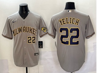 Milwaukee Brewers #22 Christian Yelich Players Limited Jersey Grey