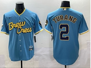 Milwaukee Brewers #2 Brice Turang City Connect Jersey Baby Blue