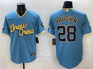 Milwaukee Brewers #28 Andrew Vaughn City Connect Jersey Baby Blue