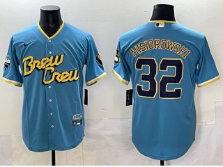 Milwaukee Brewers #32 Jacob Misiorowski City Connect Jersey Baby Blue