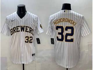 Milwaukee Brewers #32 Jacob Misiorowski Players Limited Jersey White Pinstripes
