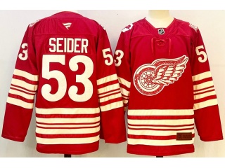 Fanatics Detroit Red Wings #53 Mortiz Seider Centennial Premium Jersey Red