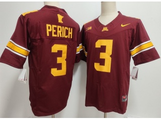 Minnesota Golden Gophers #3 Koi Perich F.U.S.E Limited Jersey Red