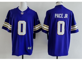 Minnesota Vikings #0 Ivan Pace Jr Throwback Limited Jersey Purple
