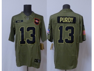 San Francisco 49ers #13 Brock Purdy 2025 Salute to Service Limited Jersey Green