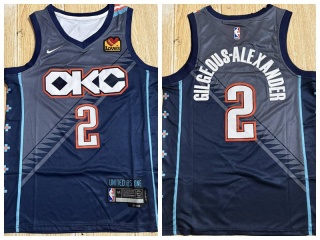 Oklahoma City Thunder #2 Gilgeous-Alexander 2025-26 City Jersey Navy