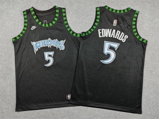 Youth Minnesota Timberwolves #5 Anthony Edwards Classic Jersey Black