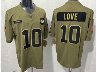 Green Bay Packers #10 Jordan Love 2025 Salute to Service Limited Jersey Green