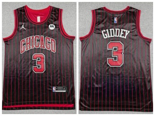 Chicago Bulls #3 Josh Giddey 2025 Pinstripes Statemen Jersey Black