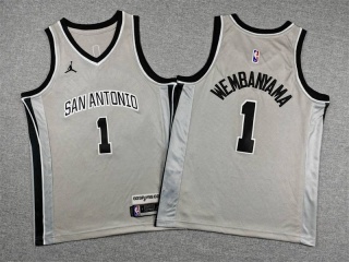 Youth San Antonio Spurs #1 Victor Wembanyama 2025-26 City Jersey Gray