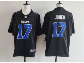 Indianapolis Colts #17 Daniel Jones with Blue Number Fashion Limited Jersey Black