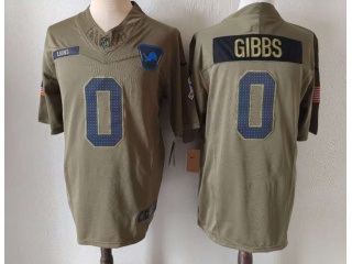 Detroit Lions #0 Jahmyr Gibbs 2025 Salute to Service Limited Jersey Green