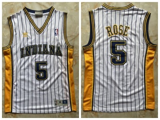 Indiana Pacers #5 Jalen Rose Pinstripes Throwback Jersey White