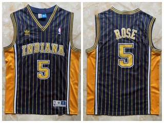 Indiana Pacers #5 Jalen Rose Pinstripes Throwback Jersey Navy