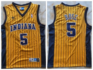 Indiana Pacers #5 Jalen Rose Pinstripes Throwback Jersey Yellow