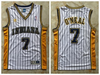 Indiana Pacers #7 Jermaine O'Neal Pinstripes Throwback Jersey White