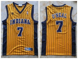 Indiana Pacers #7 Jermaine O'Neal Pinstripes Throwback Jersey Yellow
