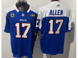 Buffalo Bills #17 Josh Allen with White Shoulders/Patches Limited Jersey Blue
