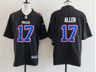 Buffalo Bills #17 Josh Allen with Blue Number Fashion Limited Jersey Black