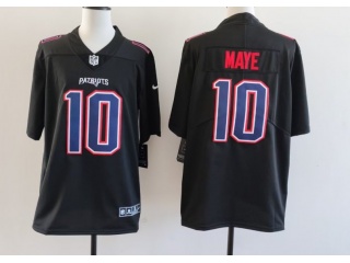 New England Patriots #10 Drake Maye with Blue Number Fashion Limited Jersey Black